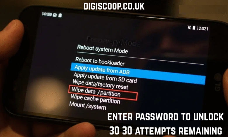 enter password to unlock 30 30 attempts remaining