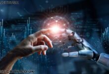 Human and robot hand reaching out